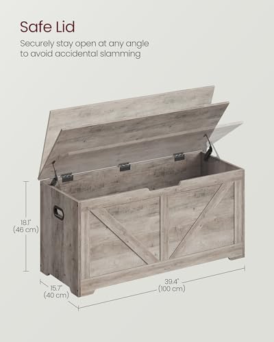 VASAGLE Storage Chest with 2 Safety Hinges, 15.7 x 39.4 x 18.1 Inches