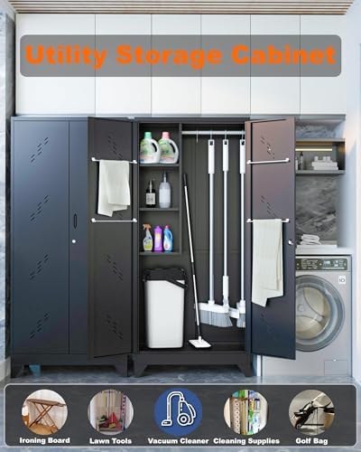 OSEILLC Metal Storage Cabinet with Locking Doors, 75" Tall Garage Cabine...