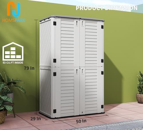 HOMSPARK Storage Shed Weather Resistance, Multi-Purpose Outdoor Storage Cabin...