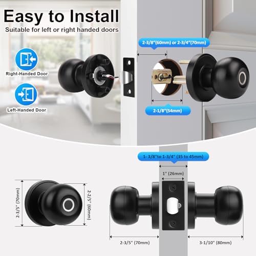 KNOBWELL Fingerprint Door Lock, Smart Door Knob, Keyless Entry Door Lock with...