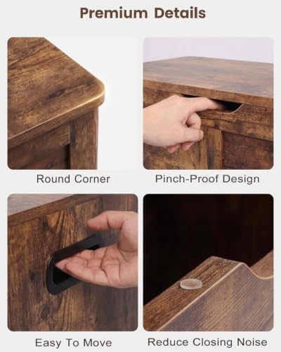 Timberer 31.5" Storage Chest with 2 Safety Hinges, Wooden Storage Trunk