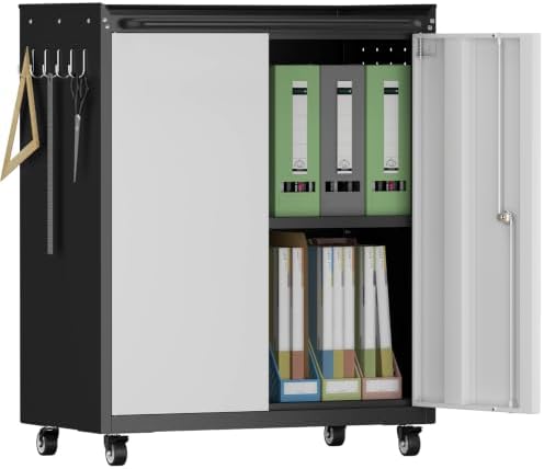 32''H Metal Garage Storage Cabinet with Wheels, Tool Storage Cabinets...