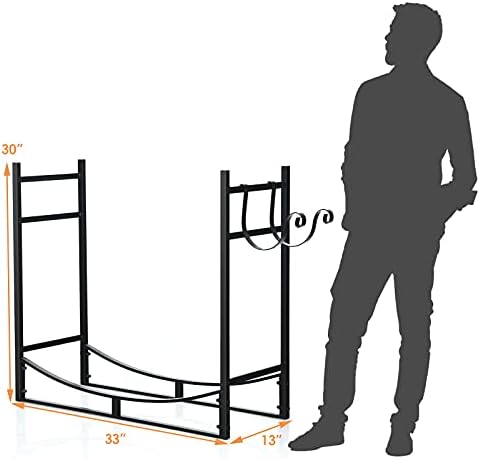 Goplus Firewood Rack Outdoor, 33” Metal Firewood Holder with Removable Kindli...