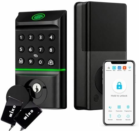 Miko i7 Smart Door Lock with Built-in Doorbell, WiFi Fingerprint Keyless Entr...