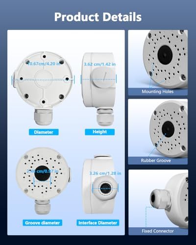 Metal Aluminum IP66 Waterproof Bullet Security Camera Junction Box, 4Pack
