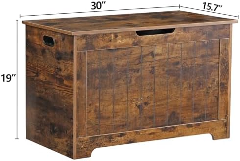 LEMY Storage Chest Bench, Wooden Trunk Box with 2 Safety Hinges, Modern Organ...