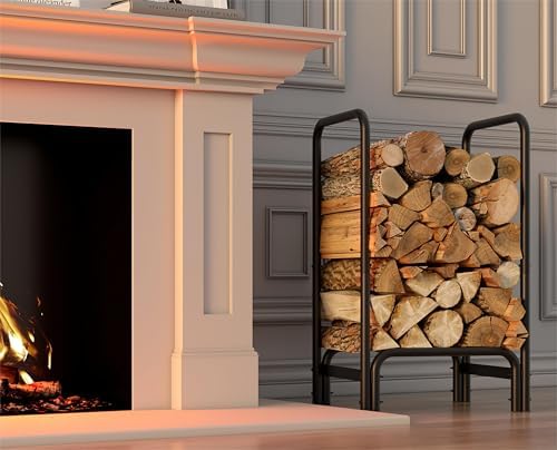 Fire Beauty Firewood Rack, Carbon Steel Log Holder for Indoor Outdoor Use