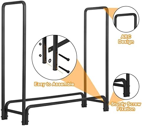 AKSG 4ft Firewood Rack Outdoor Heavy Duty Firewood Storage Rack Easy Assemble...