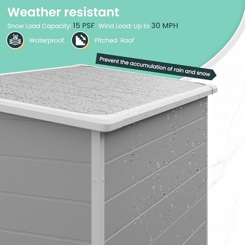 UDPATIO Outdoor Storage Shed 5x3 FT, Garden Resin Shed with Floor, Grey