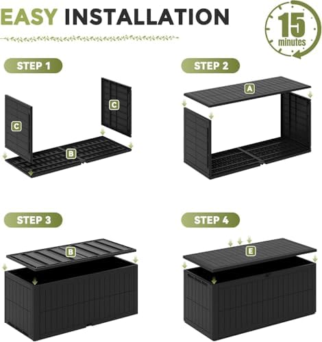 UDPATIO 120 Gallon Lockable Deck Box Outdoor Storage Box Waterproof Indoor Ou...