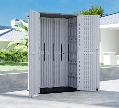 HOMSPARK Storage Shed Weather Resistance, Multi-Purpose Outdoor Storage Cabin...