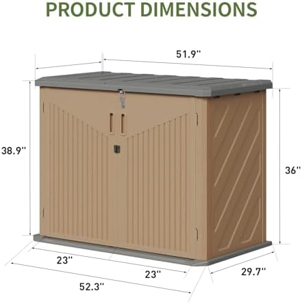 Aoxun Outdoor Storage Cabinet 35 Cu.Ft Outdoor Trash Can Storage Shed,Brown
