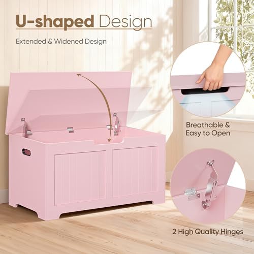 SUPER DEAL Storage Chest, 39 inches Chest Box Organizer with 2 Safety Hinges,...