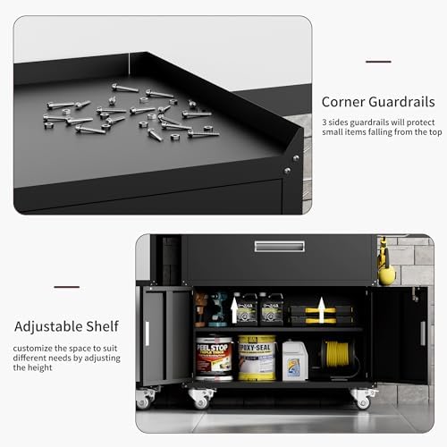 LCAOPC Metal Garage Storage Cabinet with Wheels, Lockable Rolling Tool Cabine...