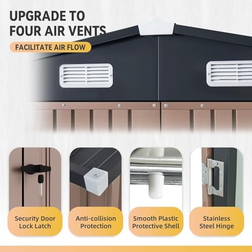 Aoxun 8'x6' Metal Storage Shed with Floor & 2 Magnetic Sensor Lig...