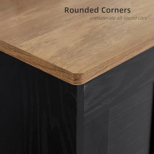 VANKILEY 51.2" Storage Chest Extra Large,Wooden Storage Bench,Black+Brown