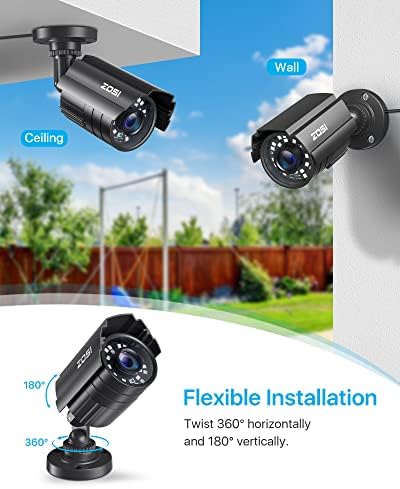 ZOSI 4 Pack 1080P 1920TVL Home Security Cameras Outdoor Indoor, Night Vision,...