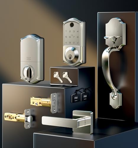 Veise VE017-H 8-in-1 Fingerprint Smart Front Door Lock Set, Satin Nickel