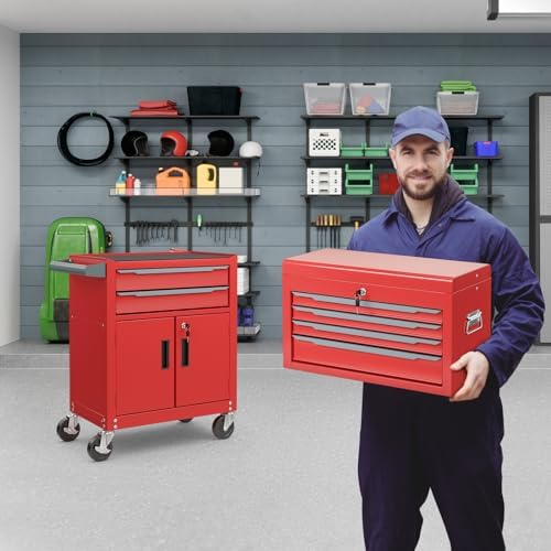ERGOMASTER Large Rolling Tool-Chest with 6 Drawers Heavy Duty Tool-Cabinet on...