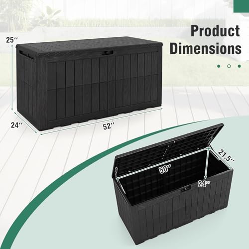 Tangkula 120 Gallon Waterproof Outdoor Storage Box with Lockable Lid