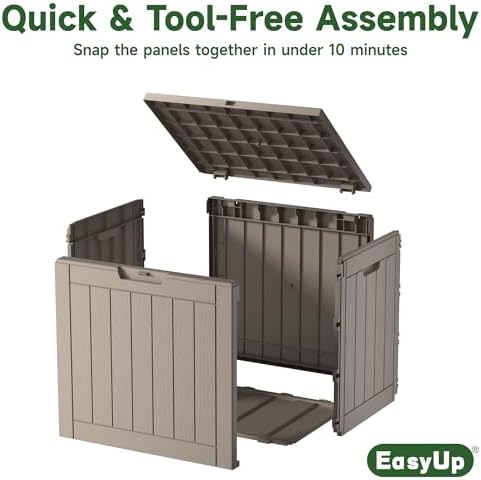 EasyUp Outdoor Storage Box, Waterproof Resin Deck Box, Reinforced Stability U...