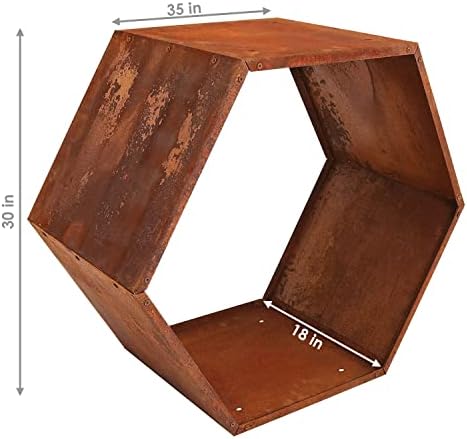 Sunnydaze Steel Outdoor Firewood Rack, 30” W, Hexagon, Bronze