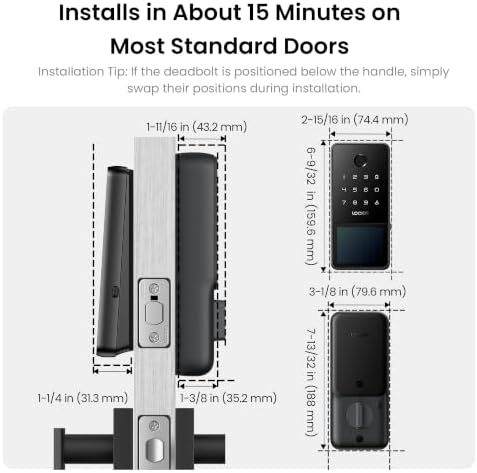 Lockin Veno Solar Fingerprint Smart Lock, Deadbolt Only, Runs on Sunlight