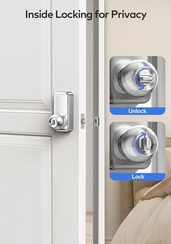 TEEHO TE003 Keypad Door Knob Lock, Keyless Entry Door Handle, Satin Nickel
