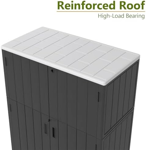 ZZM 57 Cu.ft Outdoor Storage Shed with Floor HDPE Double-Wall Resin Sheds Out...