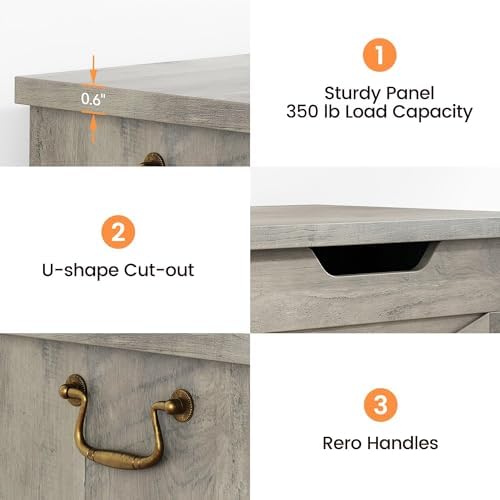 IDEALHOSUE 39.4" Storage Chest, Wooden Storage Bench with Safety Hinge, ...
