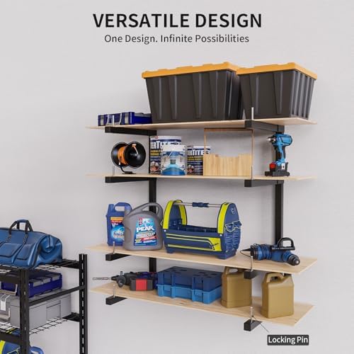 Lumber Storage Rack Wall Mount, Foldable 4-Level Wood Storage Rack