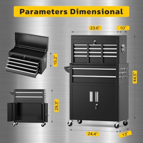 Greenvelly 8 Drawers Rolling Tool Chest, Detachable Top Tool Box with Wheels ...