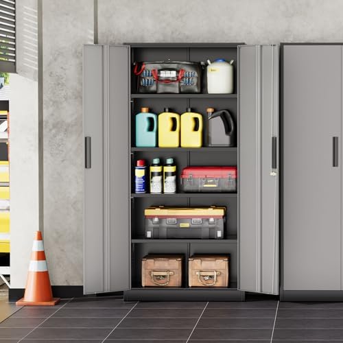 INTERGREAT Storage Cabinet with Doors and Shelves, Metal Garage Storage Cabin...