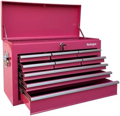 Workington Portable Metal Tool Chest with 9 Drawers, 24" 9-Drawer Tool C...