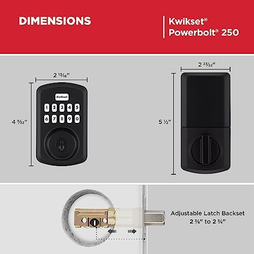 Kwikset Powerbolt 250 10-Button Keypad Matte Black Transitional Electronic De...