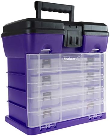 Storage and Tool Box-Durable Organizer Utility Box-4 Drawers with 19 Compartm...