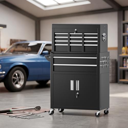 Greenvelly 8 Drawers Rolling Tool Chest, Detachable Top Tool Box with Wheels ...