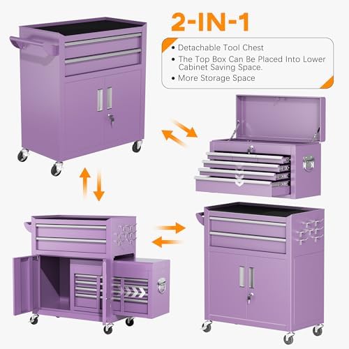 INTERGREAT Tool Chest, Assembled 8-Drawers Rolling Tool Chest with Wheels, De...