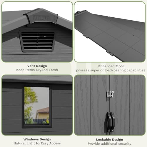 Patiowell Outdoor Plastic Storage Shed 6x6 FT, Resin Shed for Garden