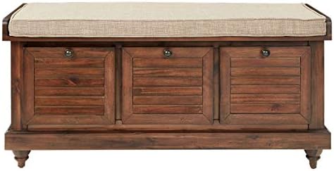OSP Home Furnishings Dover Coastal Lift-Top Storage Bench with Shutter Face S...