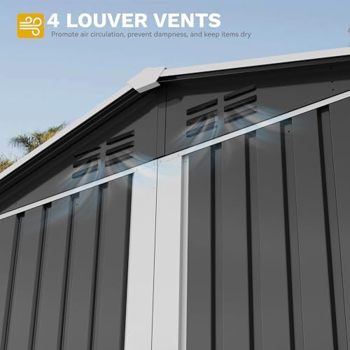 DWVO 6x4ft Large Tool Storage Shed with Window, Lockable Doors, and Sloped Ro...