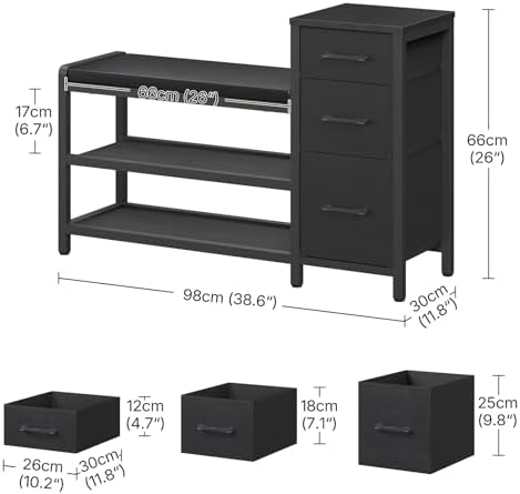 YATINEY Entryway Bench with Shoe Storage, 3-Tier Shoe Rack Bench with Wooden ...