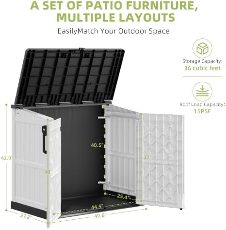 Bifanuo 36 Cu Ft Resin Outdoor Storage Shed, Horizontal Storage Cabinet