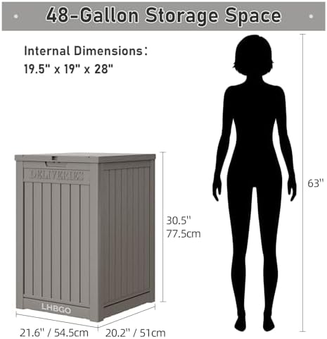 LHBGO Package Delivery Box for Outside, 48 Gallon Storage with Lockable Secur...