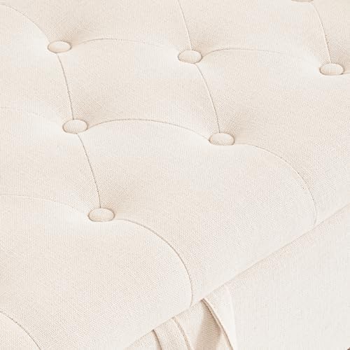 Furniliving 51” Storage Benches, End of Bed Bench with Button-Tufted Large Up...