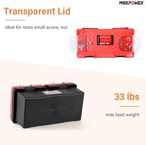 MAXPOWER 2-Pc Plastic Tool Box, 12" Small & 17" Portable Toolbo...
