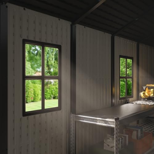 Patiowell 8x12 FT Resin Outdoor Storage Shed with Floor, Beige