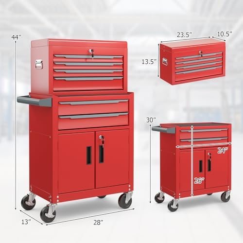 ERGOMASTER Large Rolling Tool-Chest with 6 Drawers Heavy Duty Tool-Cabinet on...