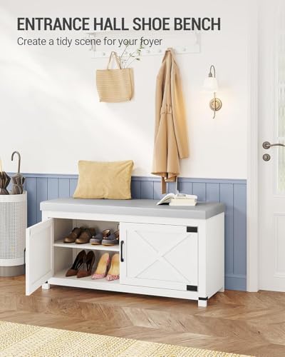 Hzuaneri 39.4" Shoe Storage Bench, with Soft Padded Seat Cushion & D...