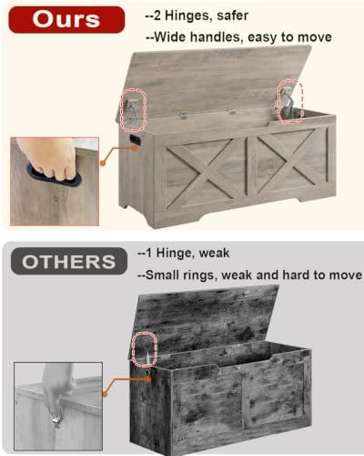 Timberer 47.2" Storage Chest, Wooden Storage Bench, Entryway Shoes Bench